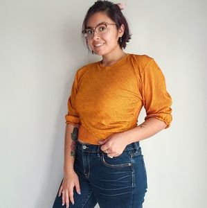 Zara ribbed stretch 3/4 sleeve crop top medium